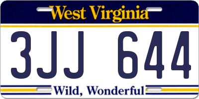 WV license plate 3JJ644