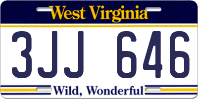 WV license plate 3JJ646