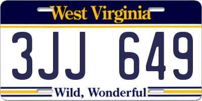 WV license plate 3JJ649