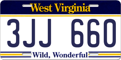 WV license plate 3JJ660