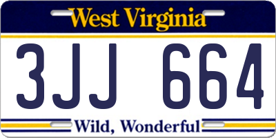 WV license plate 3JJ664
