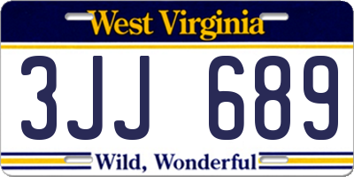WV license plate 3JJ689