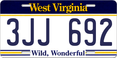 WV license plate 3JJ692