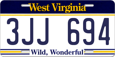 WV license plate 3JJ694