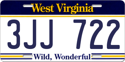 WV license plate 3JJ722