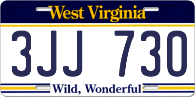 WV license plate 3JJ730
