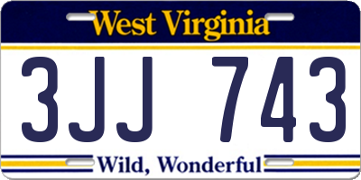 WV license plate 3JJ743