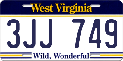 WV license plate 3JJ749
