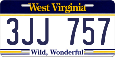 WV license plate 3JJ757