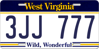 WV license plate 3JJ777