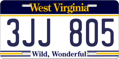WV license plate 3JJ805