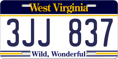 WV license plate 3JJ837