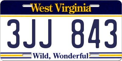 WV license plate 3JJ843