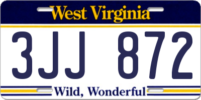 WV license plate 3JJ872