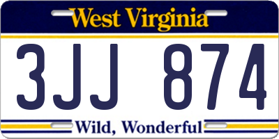 WV license plate 3JJ874