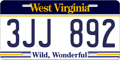 WV license plate 3JJ892