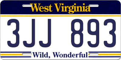 WV license plate 3JJ893