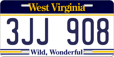 WV license plate 3JJ908
