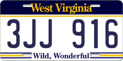 WV license plate 3JJ916