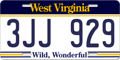 WV license plate 3JJ929