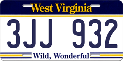 WV license plate 3JJ932