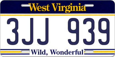WV license plate 3JJ939