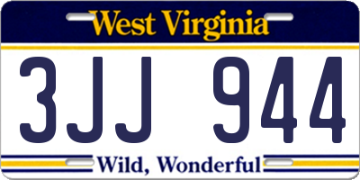 WV license plate 3JJ944
