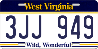 WV license plate 3JJ949