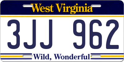 WV license plate 3JJ962