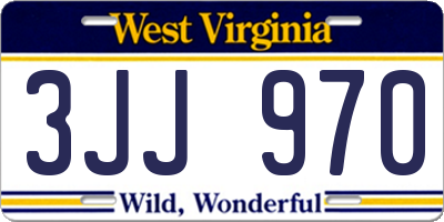 WV license plate 3JJ970