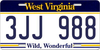 WV license plate 3JJ988
