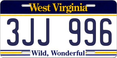 WV license plate 3JJ996