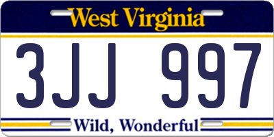 WV license plate 3JJ997