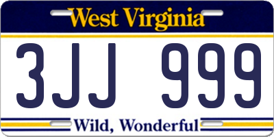 WV license plate 3JJ999