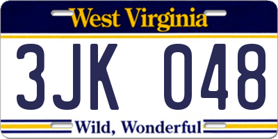 WV license plate 3JK048