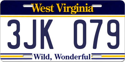 WV license plate 3JK079