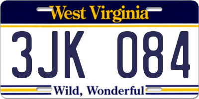 WV license plate 3JK084