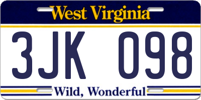WV license plate 3JK098