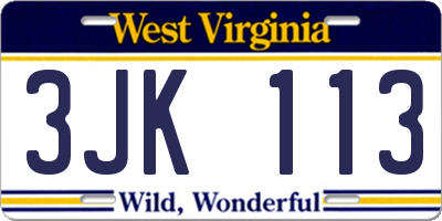 WV license plate 3JK113