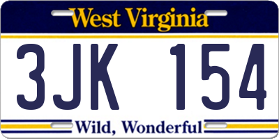 WV license plate 3JK154