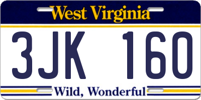 WV license plate 3JK160