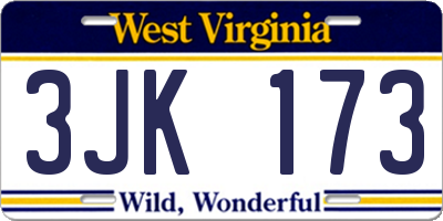 WV license plate 3JK173