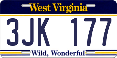 WV license plate 3JK177
