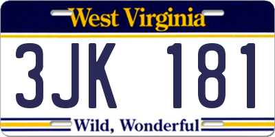 WV license plate 3JK181