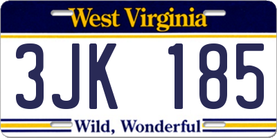 WV license plate 3JK185