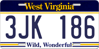 WV license plate 3JK186