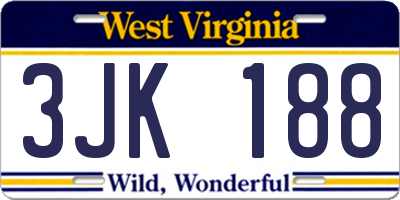 WV license plate 3JK188
