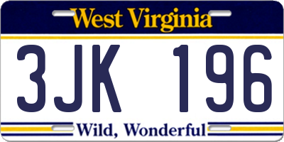 WV license plate 3JK196