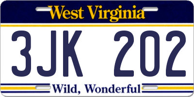 WV license plate 3JK202