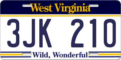 WV license plate 3JK210